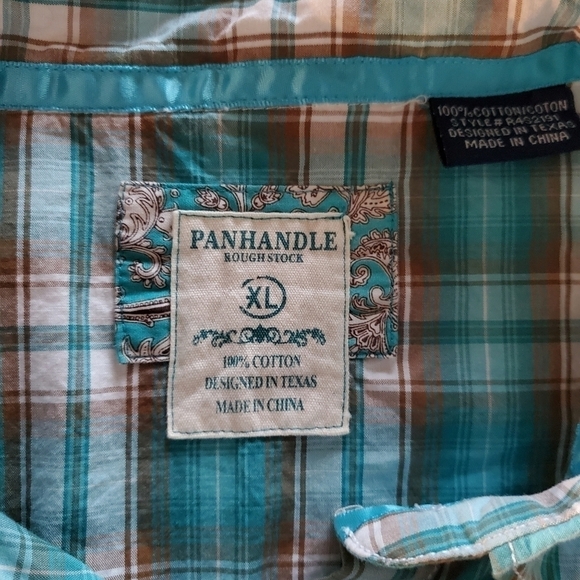 Panhandle Rough Stock Women's Turquoise Western Shirt, Snap Plaid Shirt Sz XL - Picture 13 of 14